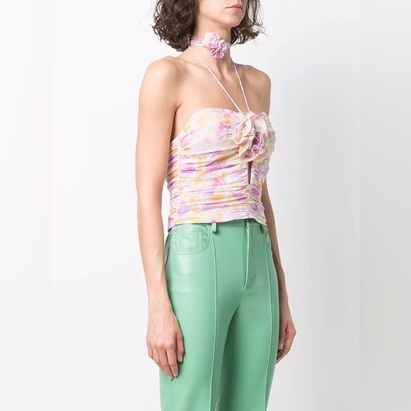 Magda butrym Jennie blackpink flower pink halter top size small - Picture 4 of 16